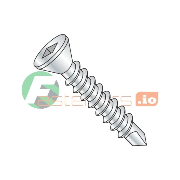 Newport Fasteners Self-Drilling Screw, #6 x 1/2 in, Zinc Plated Steel Flat Head Square Drive, 10000 PK 876720 - main
